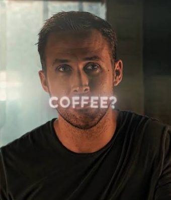 Portrait of a man with the word Coffee over the image